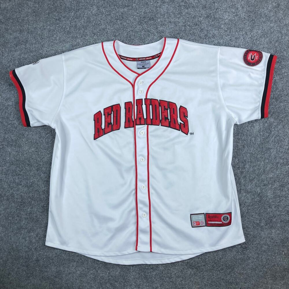 Colosseum Jersey Mens Size XXL White Red Raiders Button Front Athletic Baseball